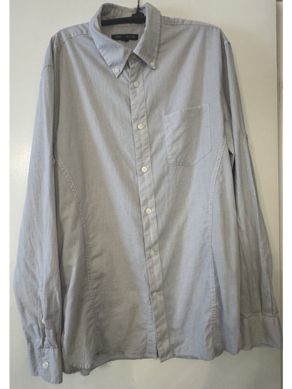 john Varvatos Light Gray Men Button Down Medium Pocket cotton Long Sleeve Office